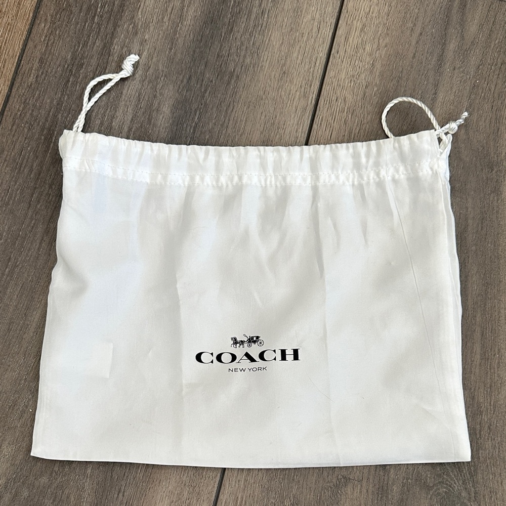 Coach White Logo Drawstring Dust Pouch